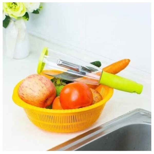 Stainless Steel Multifunctional Vegetable Fruit Peeler With Storage Box